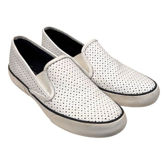 Sperry Top-Sider Sneakers Loafers Womans 9M White Leather Memory Foam Perforated - Picture 1 of 12